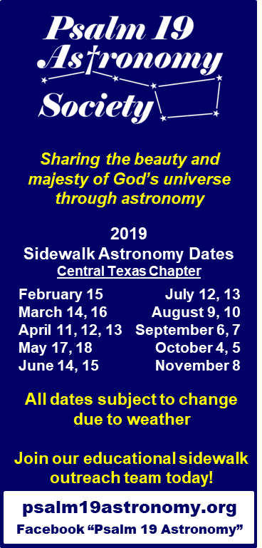 Psalm 19 Astronomy 2019 tentative schedule