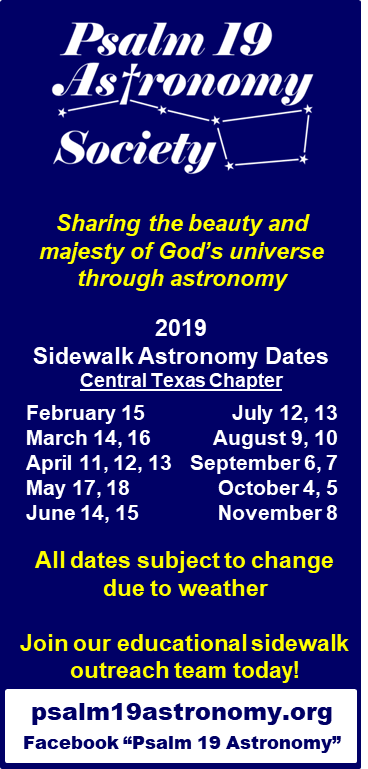 Psalm 19 Astronomy 2019 tentative schedule